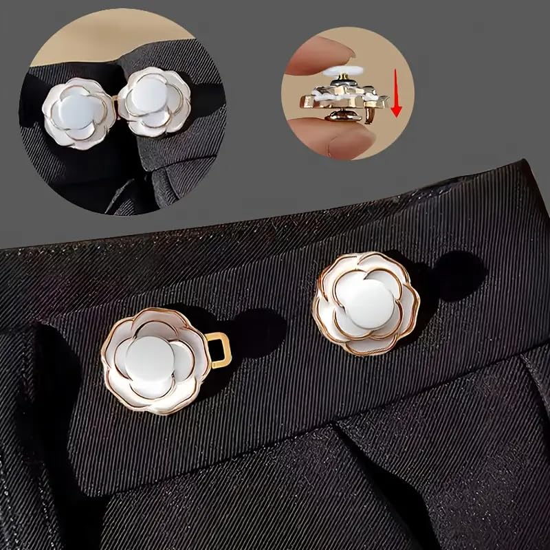 ZURATO 2pc Set Hook Waist Tightener Button for Jeans, Adjustable Waist Button Set, Button for Jeans to Make Tighter, Instant Jeans Button Pins for Pants Jeans Skirts, No Sewing Required (White) - Image 4