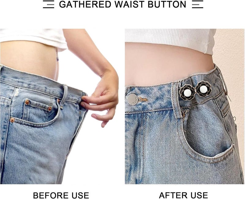 ZURATO 2pc Set Hook Waist Tightener Button for Jeans, Adjustable Waist Button Set, Button for Jeans to Make Tighter, Instant Jeans Button Pins for Pants Jeans Skirts, No Sewing Required (White) - Image 5
