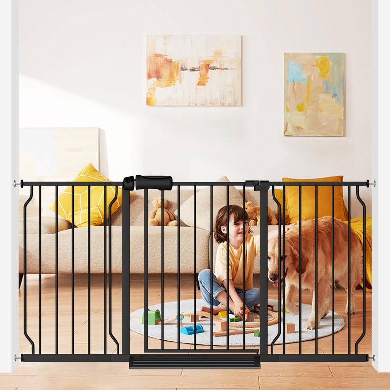 Flower Frail Extra Wide Baby Gate 57562 Inch Black Walk THR Dog Gates Doorways House No Drill Pressure Mounted Auto Close Long Child Safety Gate for Kids and Pet