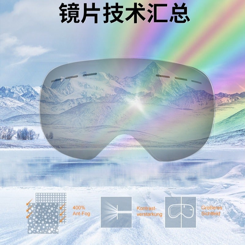Qi Ta Unisex Double-Layer Anti-Fog Ski Goggles for Adults, Large Lens Outdoor Cycling Glasses, Compatible with Prescription Glasses - Image 5