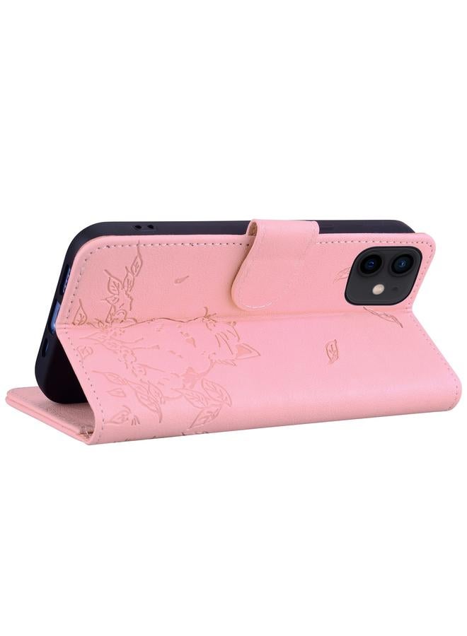 زبون جراب لهاتف iPhone 12 mini مصنوع من الجلد المنقوش بشكل قطة لطيفة - Image 4