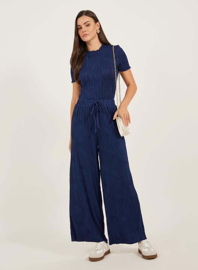 Styli Textured Short Sleeve Bodysuit and Wide Leg Pants Co-Ords  - Image 2