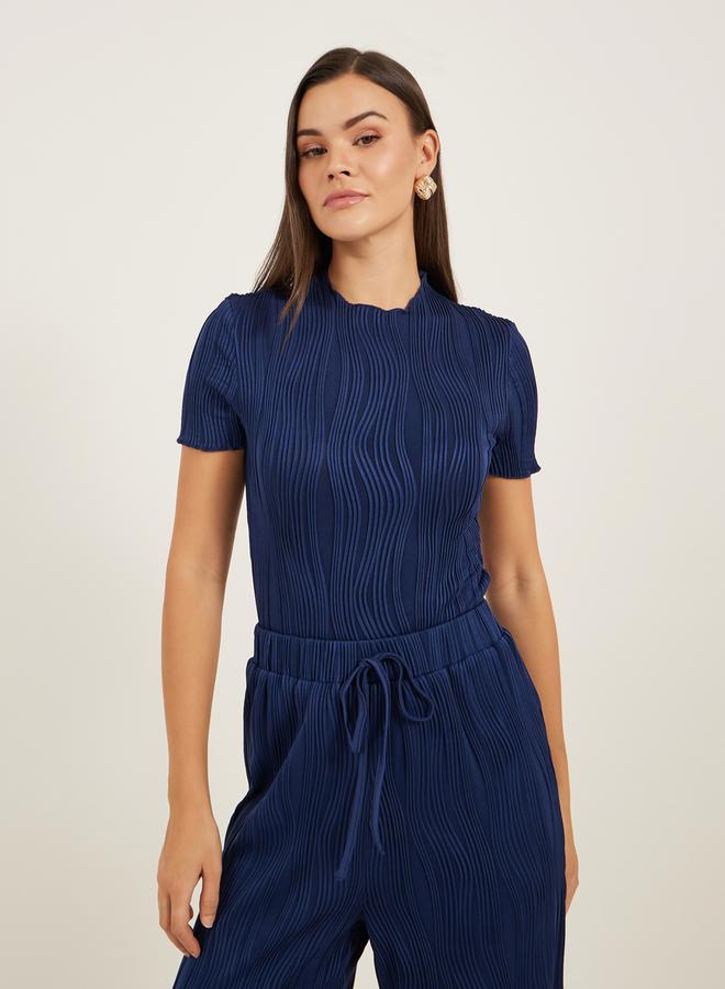 Styli Textured Short Sleeve Bodysuit and Wide Leg Pants Co-Ords  - Image 5