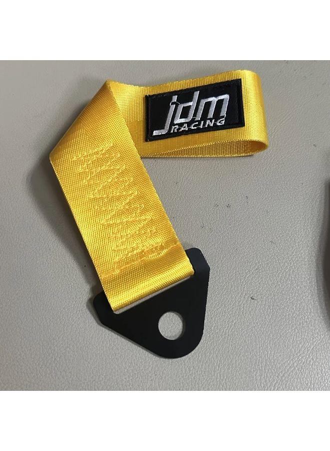 حزام سحب سيارة السباق JDM أصفر بدون برغي قابل للتعديل من النايلون والحديد سعة الاستعادة 2 طن - Image 3
