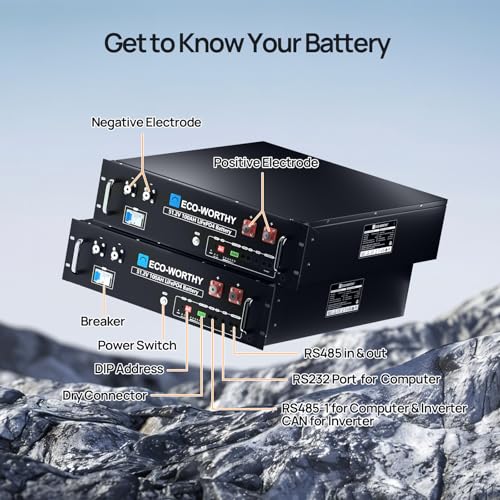 ECO-WORTHY 48V 100Ah LiFePO4 Lithium Battery, 5.12kWh Capacity, Server Rack Battery with Bluetooth, 6000 Cycles, 3U Chassis, Perfect for Off-Grid, Solar, Backup Power - Image 3