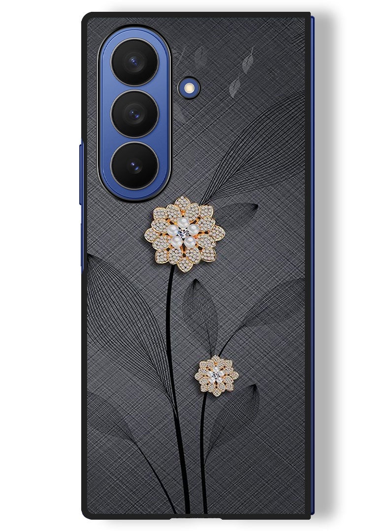 Theodor Case Compatible with Samsung Galaxy Z Fold 7 - 8 Inch Protection Shockproof Bumper Cover Diamond Flowers - Image 1