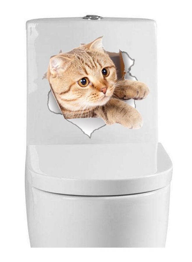 نيبمينينت ملصق 4D لمقعد المرحاض بتصميم قطة تكسر بني/أبيض/أسود 22 x 21سنتيمتر - Image 1