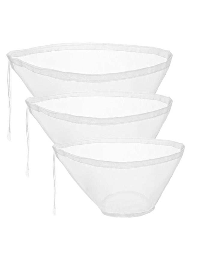 3PCS Bowl-Shaped Nylon Nut Milk Bag, Reusable Strainer Bags for Cheese Cloths Almond Milk, Tea, Juice, Yogurt, Cheesecloth Alternative, Fine Mesh Food Filter