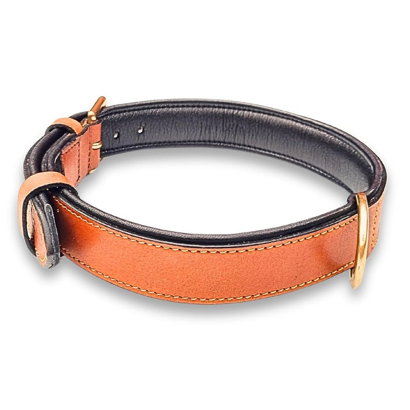Rubby Premium Leather Dog Collar with Soft Padding, Genuine Leather Collar for Dog, with Brass Buckle and D Ring Heavy Duty Collar (Tan, Extra Large) - Image 5