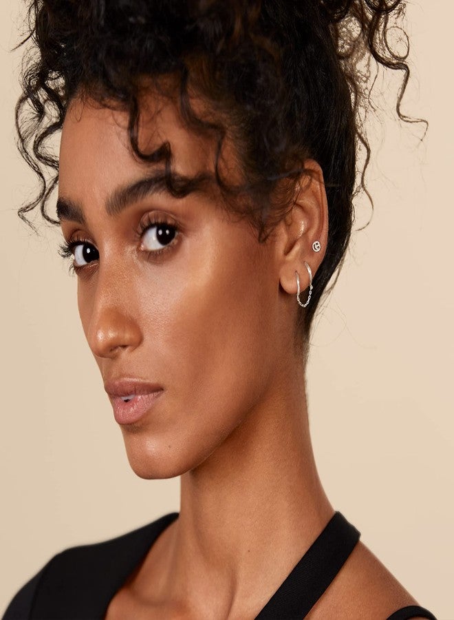 PAVOI 14K Gold Chain Earrings for Women | Double Piercing Dangle Chain Huggie Hoop Earrings | Cubic Zirconia Pearl Stud Ear Cuff Earrings for Women, 11mm, Rose Gold, No Gemstone - Image 4