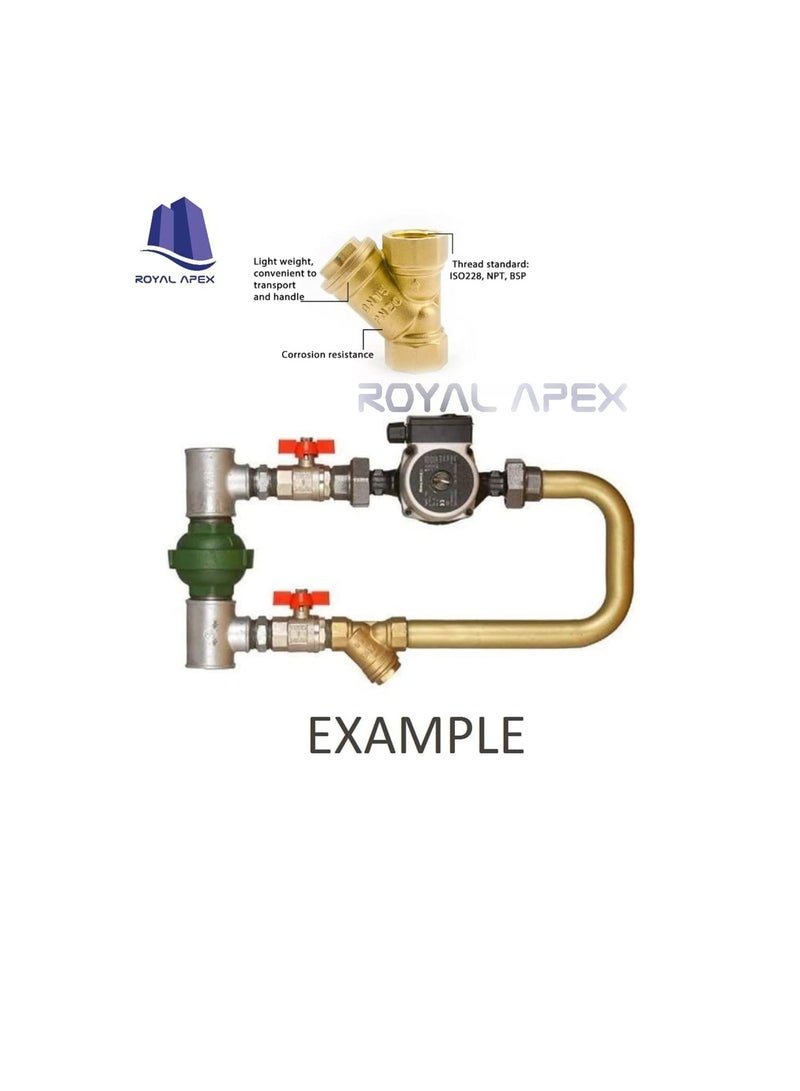 Brass Female Threaded Y Shaped Brass Strainer Filter Valve for Water, HVAC & Plumping Application (3/4 Inch)  - Image 2