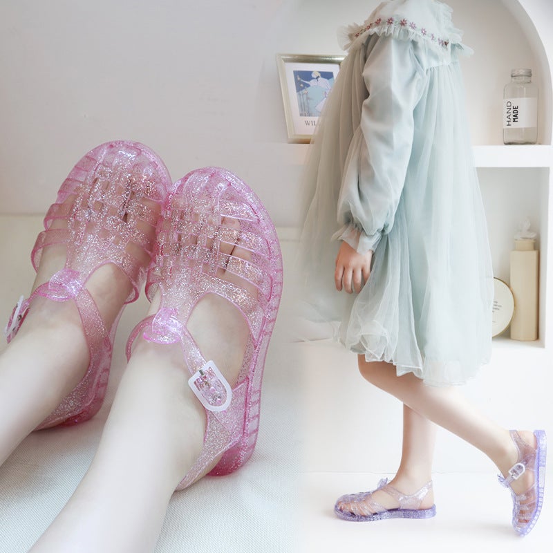 Summer All-Match New Men'S And Women'S Small And Medium-Sized Children'S Hole Shoes Covered Head Jelly Flash Baby Roman Beach Sandals - Image 2