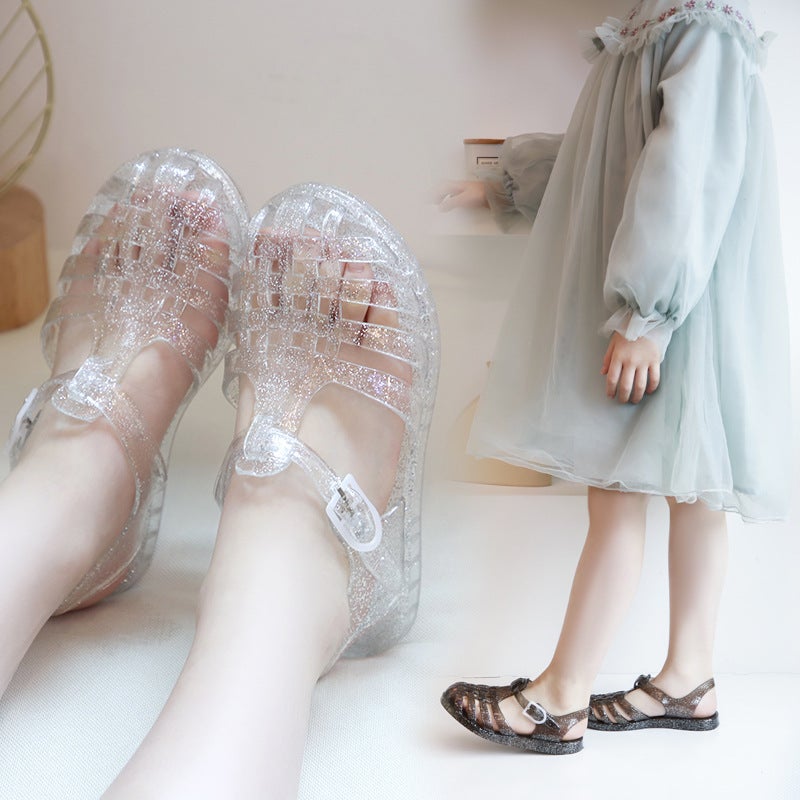 Summer All-Match New Men'S And Women'S Small And Medium-Sized Children'S Hole Shoes Covered Head Jelly Flash Baby Roman Beach Sandals - Image 3