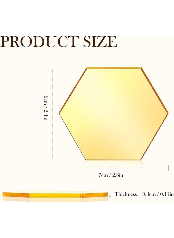 LAMSIT IBDAA Acrylic Hexagon 3mm Thick Pack of 16 (6 x 7 cm, Golden Mirror) - Image 4