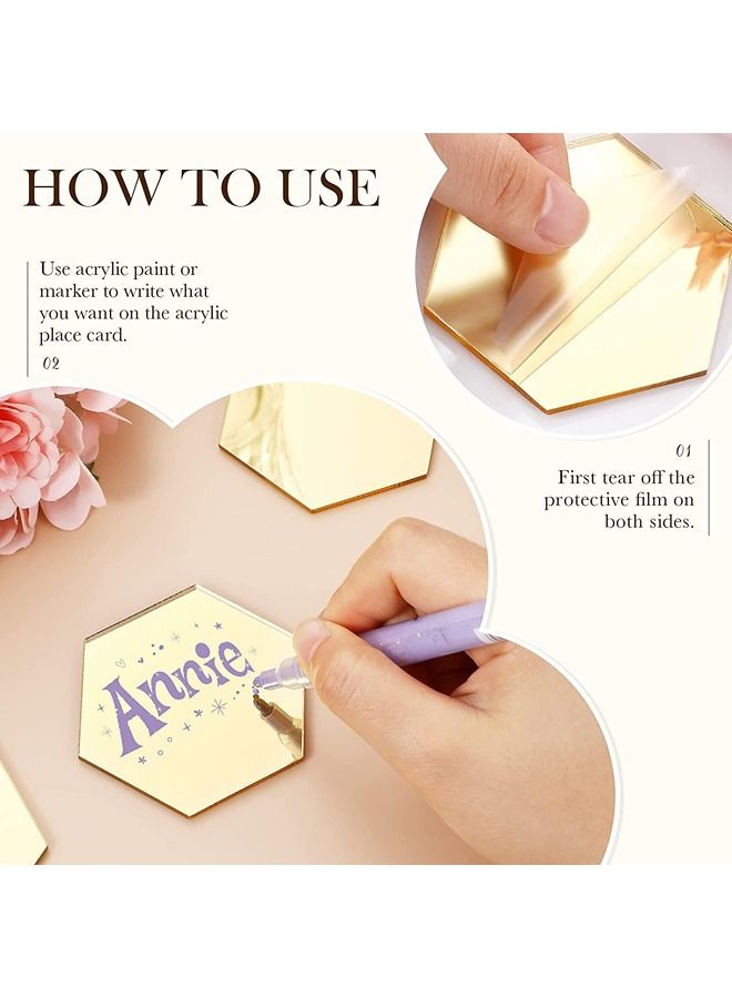 LAMSIT IBDAA Acrylic Hexagon 3mm Thick Pack of 16 (6 x 7 cm, Golden Mirror) - Image 5