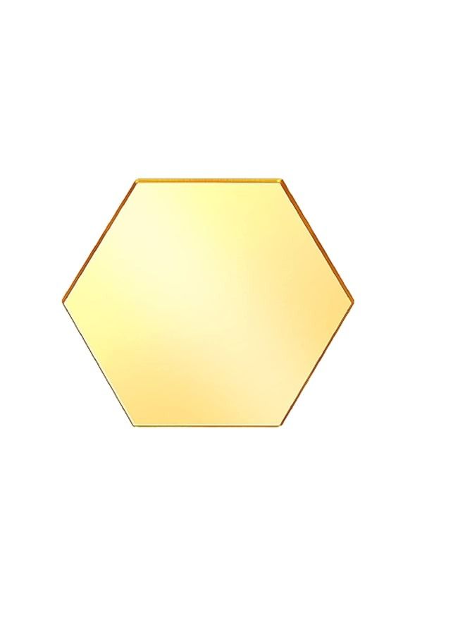 LAMSIT IBDAA Acrylic Hexagon 3mm Thick Pack of 16 (6 x 7 cm, Golden Mirror) - Image 1