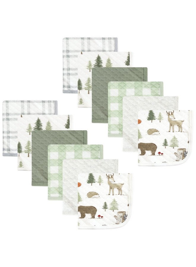 Hudson Baby Unisex Baby Quilted Cotton Washcloths, Forest Animals, One Size - Image 1