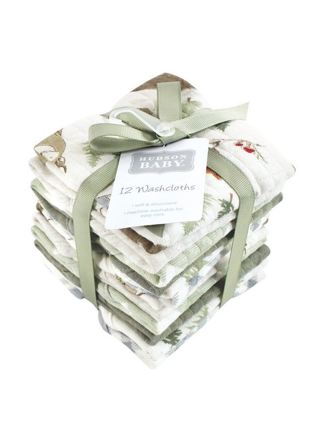 Hudson Baby Unisex Baby Quilted Cotton Washcloths, Forest Animals, One Size - Image 2