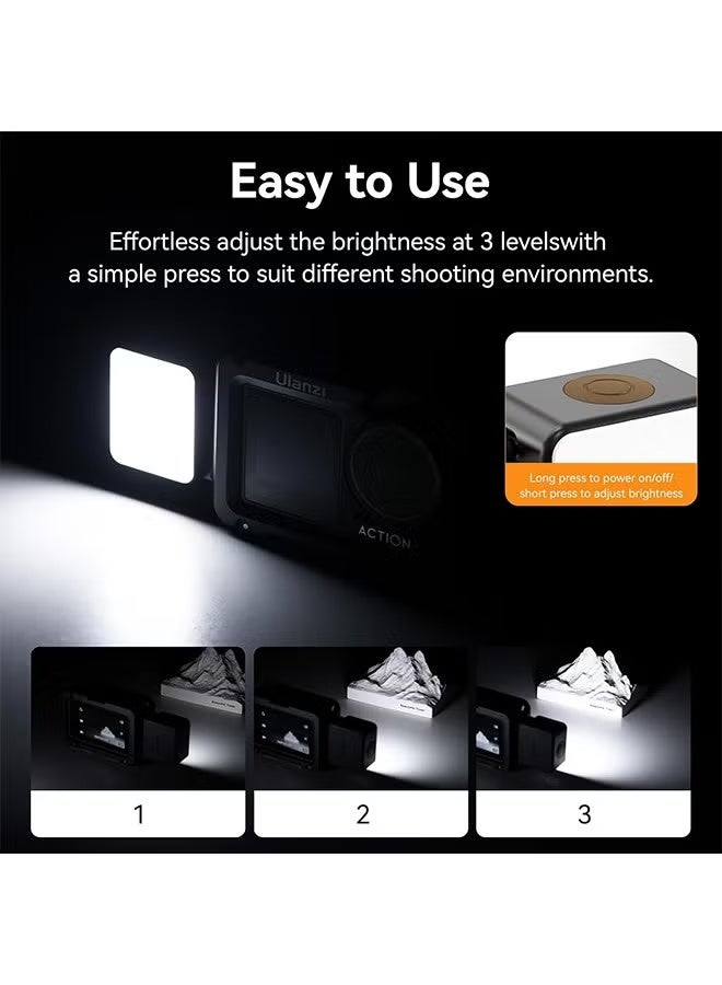 ULANZI LM18 Vlogging Light Mini LED Camera Video Light for DJI Osmo Action 3/4 Camera Cage Accessories and Ulanzi PK-06 Pocket 3 Expansion Adapter - Image 4