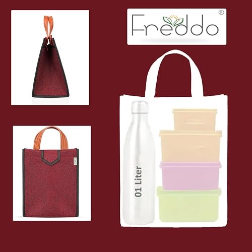 FREDDO-Lunch Bag for Office, School, Tiffin Pouch Bag, Hot & Cold Lunch Box Bags for Men and Women (Maroon) Pack of 1 Piece - Image 5