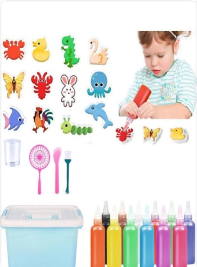 Magic Water Gel Bead Sensory Toy Magic Water Elf Kit Handmade 3D Aqua Park Set with Double Sided Mold Sea Creatures Colorful Educational Toys for Kids 3+ Girls Boys Christmas Birthday Gift