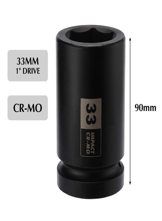 EMENTOL 1 Inch Drive Deep Spindle Axle Nut Impact Socket, CR-MO, 6 Point, Metric, Deep 6PT Impact Socket - 33mm - Image 2