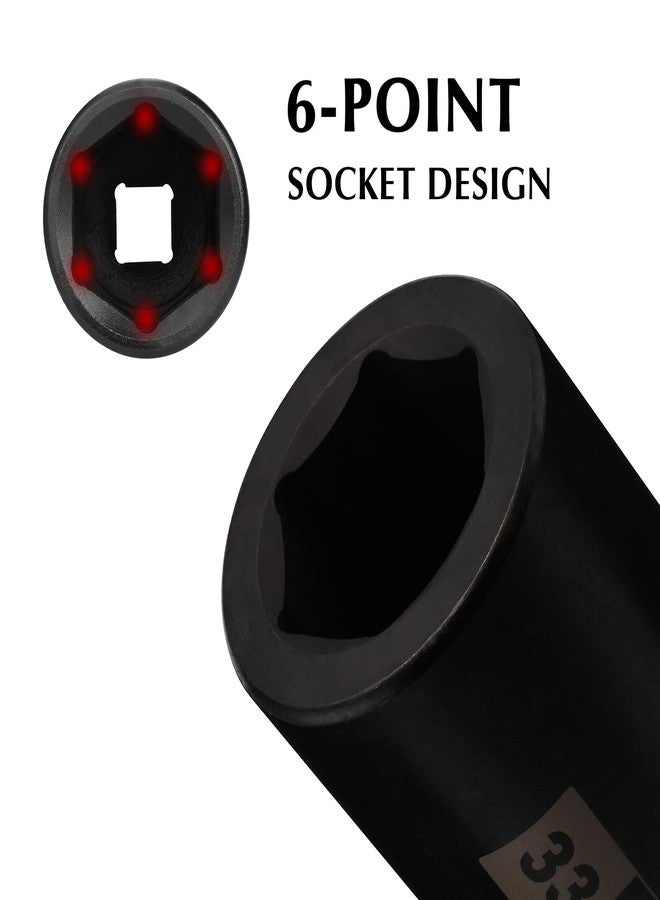 EMENTOL 1 Inch Drive Deep Spindle Axle Nut Impact Socket, CR-MO, 6 Point, Metric, Deep 6PT Impact Socket - 33mm - Image 4