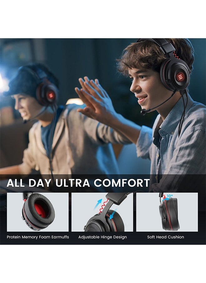 EKSA E900 Pro USB Gaming Headset-Gaming Headphones with 7.1 Surround Sound, PS4/PS5 Headset Noise Cancelling PC Headset with Mic&LED Light, Compatible with PC, PS4, PS5, Xbox One Controller, Nintendo Switch  - Image 2