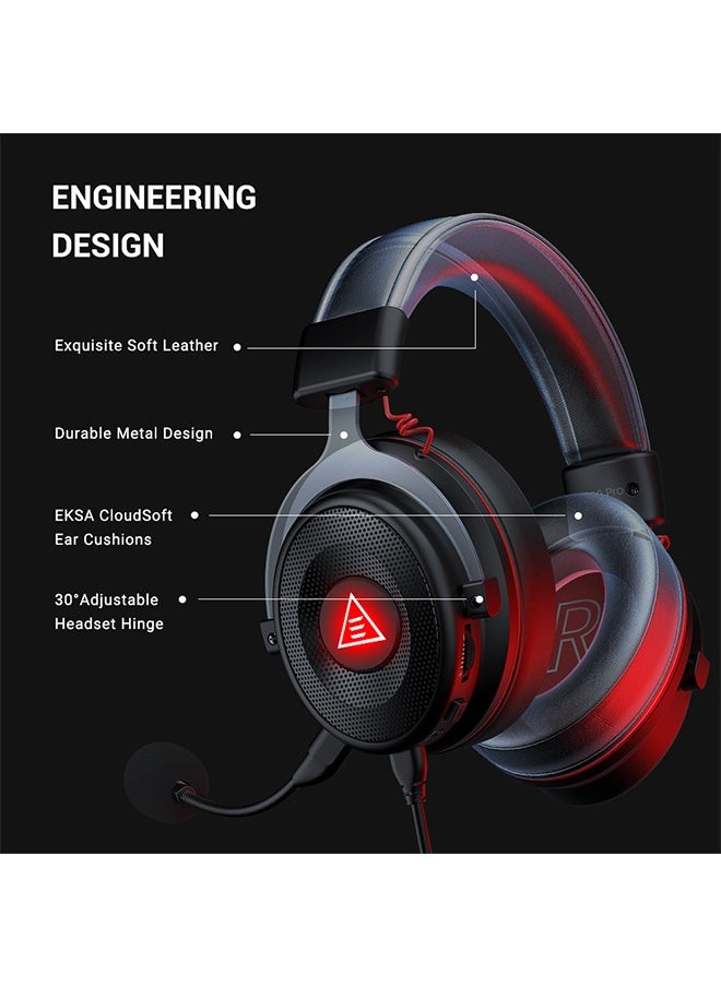 EKSA E900 Pro USB Gaming Headset-Gaming Headphones with 7.1 Surround Sound, PS4/PS5 Headset Noise Cancelling PC Headset with Mic&LED Light, Compatible with PC, PS4, PS5, Xbox One Controller, Nintendo Switch  - Image 4