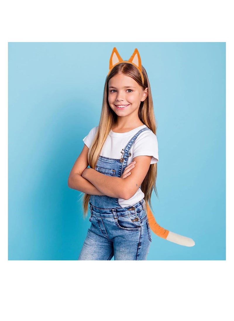 Excefore Dog Ears Headband And Tail, Animal Cosplay Costume, Suitable for Dog Themed Party Favors Birthday Party (Blue,Yellow)  - Image 5