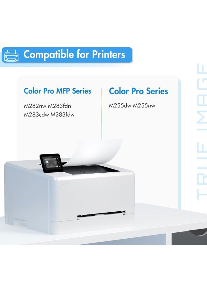 TRUE IMAGE 206X Toner Cartridges 4 Pack: 206A Set M283fdw Compatible Replacement for HP 206X 206A Color Pro MFP M283fdw M283cdw M255dw M283 M255 Printer W2110A W2110X High Yield Ink (with Chip -B/C/Y/M) - Image 2