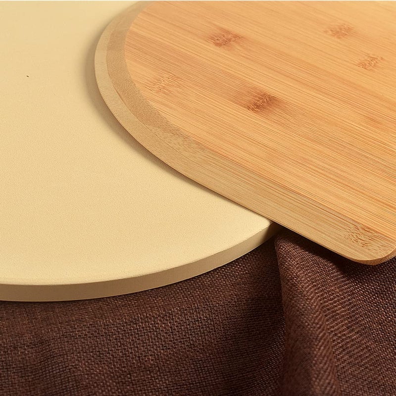 homEdge Pizza Stone Set, Heavy Duty Round Cordierite Baking Stone for Bread, Pizza, Thermal Shock Resistant Cooking Stone with Bamboo Pizza Peel Paddle for Oven and Grill-10 Inches (Diameter) - Image 2
