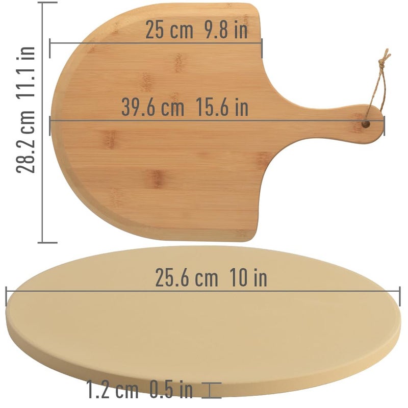 homEdge Pizza Stone Set, Heavy Duty Round Cordierite Baking Stone for Bread, Pizza, Thermal Shock Resistant Cooking Stone with Bamboo Pizza Peel Paddle for Oven and Grill-10 Inches (Diameter) - Image 4