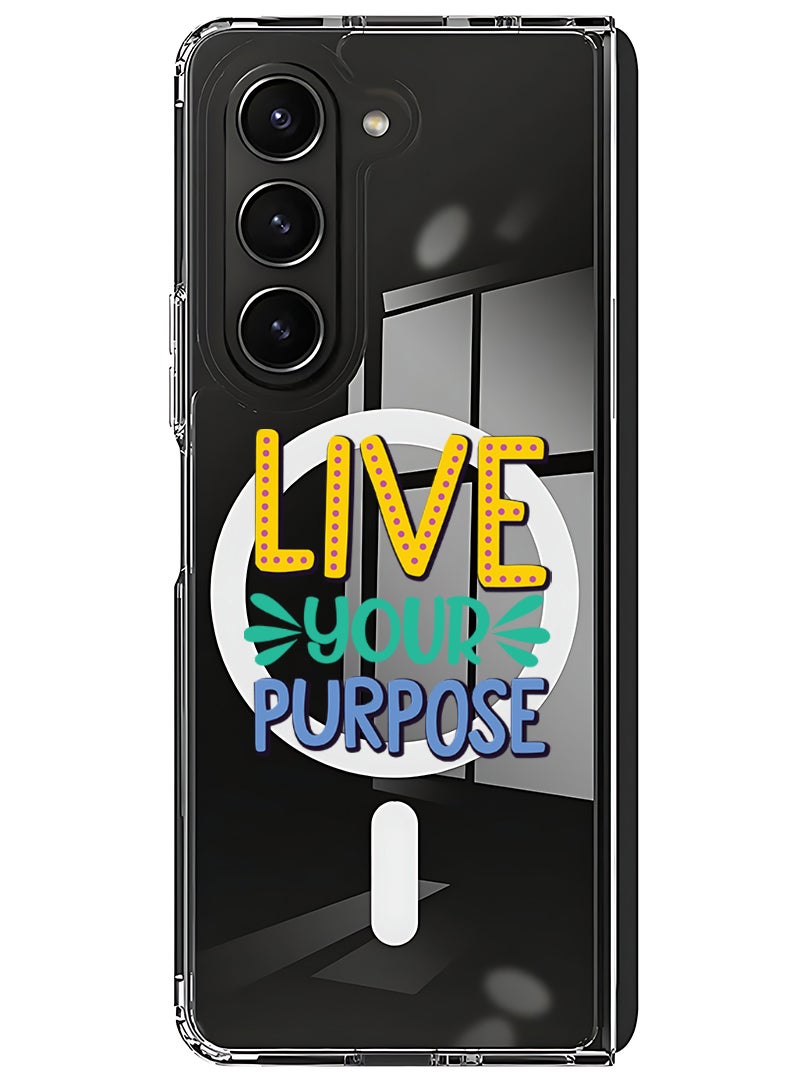 Theodor Magnetic Case for Samsung Galaxy Z Fold 5 Compatible with MagSafe Wireless Charging, Shockproof Phone Bumper Cover Live your purpose - Image 1