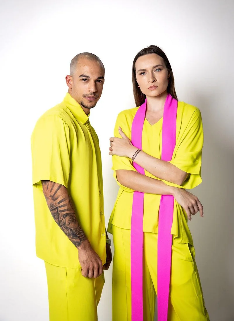 Janara Jones  Yellow Crepe Kyle Shirt for Women | Best Price UAE