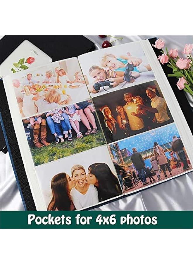 KHAJUL Leather Photo Album for 6-Inch Photos (10x15cm) 300 Photos Capacity, Handmade DIY Scrapbook, Horizontal Layout, Black  - Image 4