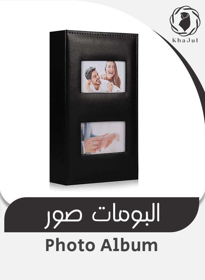 KHAJUL Leather Photo Album for 6-Inch Photos (10x15cm) 300 Photos Capacity, Handmade DIY Scrapbook, Horizontal Layout, Black  - Image 1