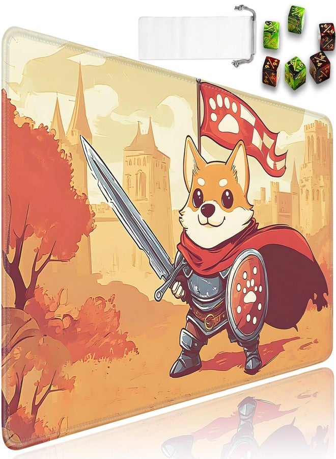 JVGFYNKL for MTG Game Playmat - 24 x 14 inches with Dices and Storage Bags, Non-Slip Base for TCG and Board Game Card Mats, Trading Card Games Mat, Cute Corgi Warrior Pattern Collectible Card Playmats - Image 1