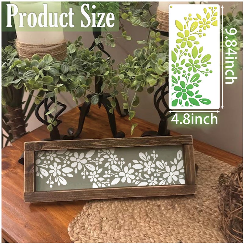 Boqon 8 Pieces Stencils for Crafts Reusable Branches Musical Notes Stencil Floral Texture Background Layering Drawing Templates Stencils for Painting on Wood Furniture Paper (8 Branches) - Image 5