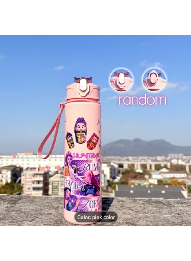 KPOP Demon Hunter  Group Durable Portable Water Bottle - Demon Slayer, Pink Color - Image 1
