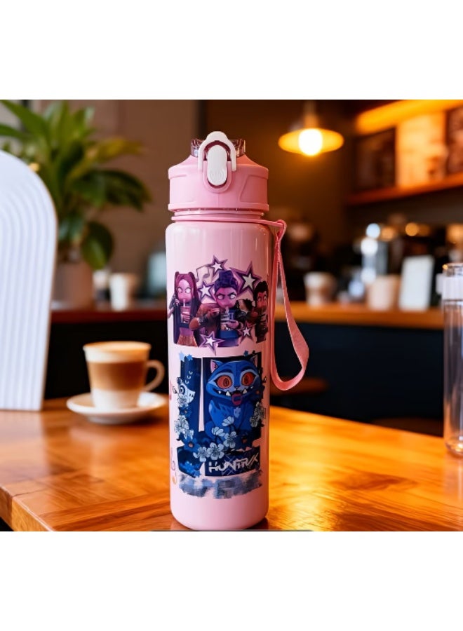 KPOP Demon Hunter  Group Durable Portable Water Bottle - Demon Slayer, Pink Color - Image 2
