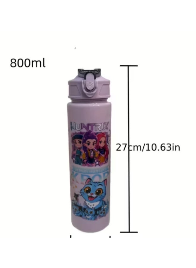 KPOP Demon Hunter  Group Durable Portable Water Bottle - Demon Slayer, Pink Color - Image 3