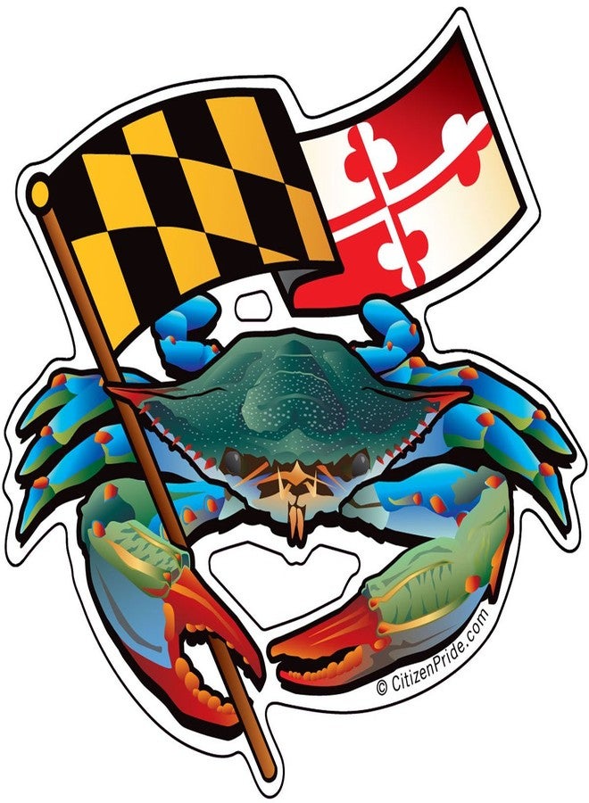 Citizen Pride Blue Crab Maryland Banner 5x4.5 inches Sticker Decal die Cut Vinyl - Made in USA - Image 1