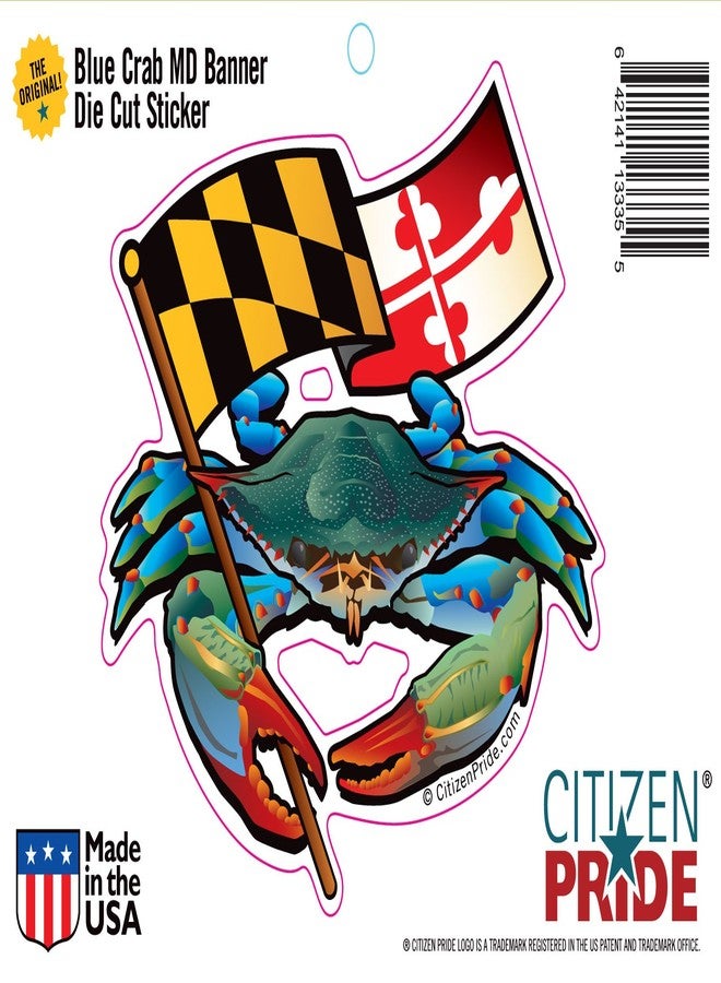 Citizen Pride Blue Crab Maryland Banner 5x4.5 inches Sticker Decal die Cut Vinyl - Made in USA - Image 3