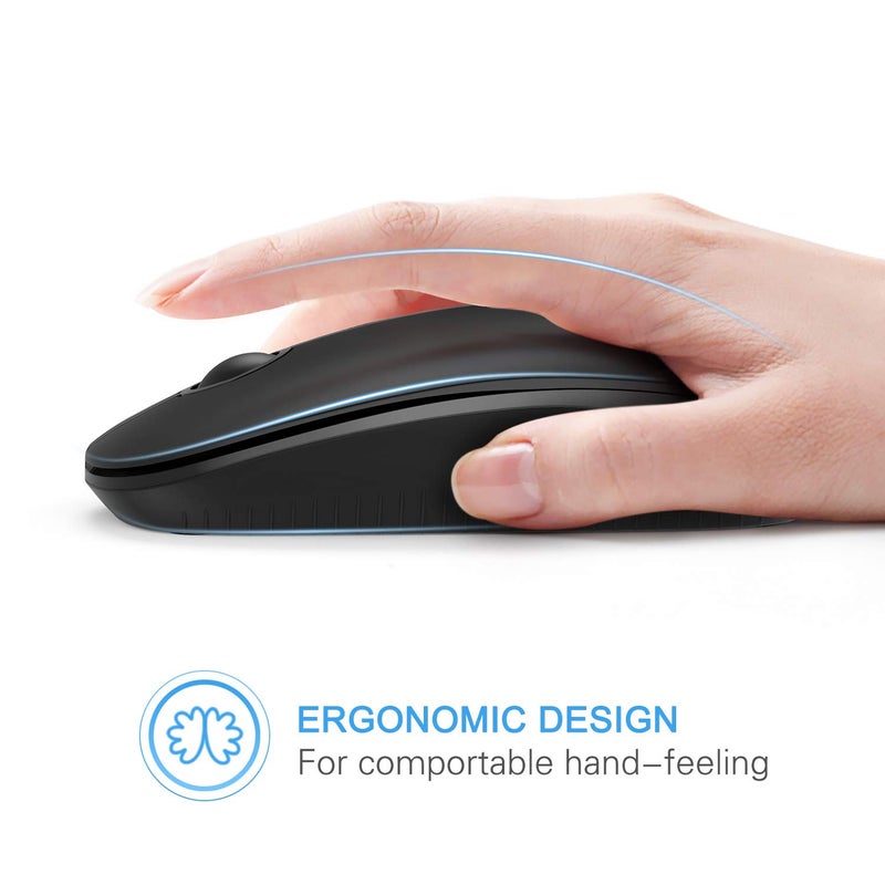 VssoPlor Wireless Mouse, 2.4G Slim Portable Computer Laptop Mouse with Nano Receiver Quiet Silent Optical Mice for Notebook, PC, Laptop, Computer-Black - Image 4