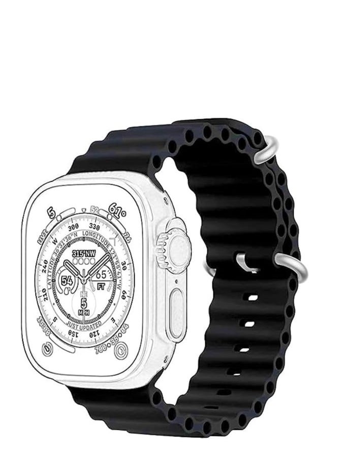 Generic - Ocean Band For ultra strap Watch Band  Men Women, Soft Silicone Sport Band Replacement Strap for smart Watch Ultra2/Ultra Watch Series SE 9 8 7 SE 6 5 4 3 2 1 - black - Image 1