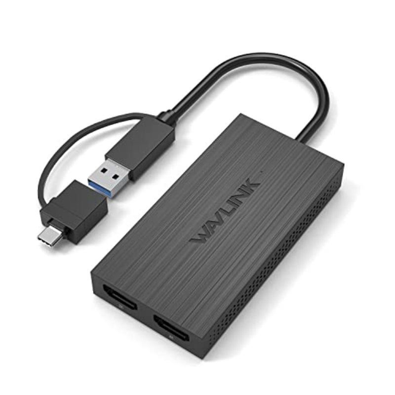محول USB 3.0/USB-C إلى HDMI بشاشة مزدوجة لأجهزة Mac وWindows، هيكل من الألومنيوم، أسود، يدعم 1080p@60 هرتز عبر Thunderbolt 3/4 - Image 1