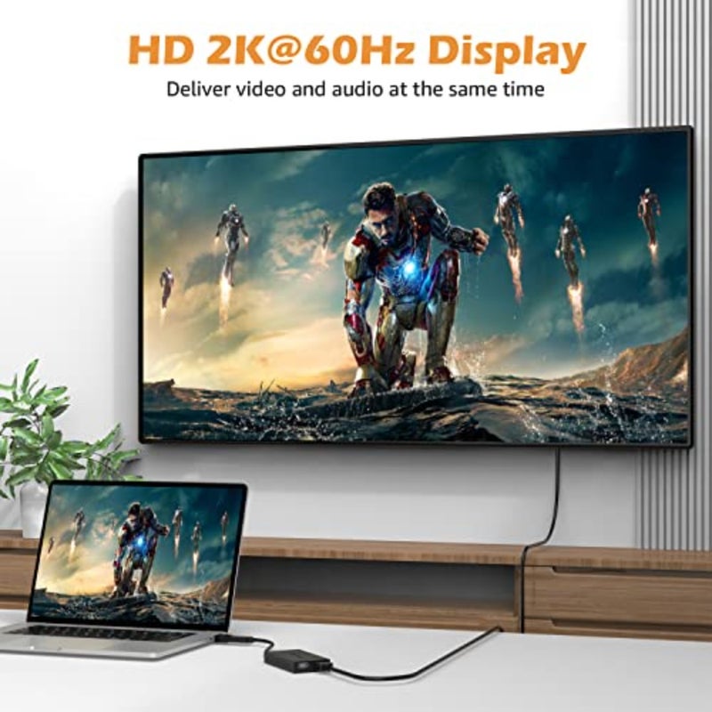 محول USB 3.0/USB-C إلى HDMI بشاشة مزدوجة لأجهزة Mac وWindows، هيكل من الألومنيوم، أسود، يدعم 1080p@60 هرتز عبر Thunderbolt 3/4 - Image 2
