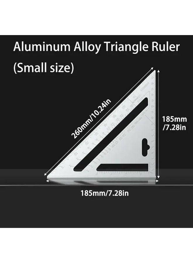 Small Size Silvery Aluminum Alloy Triangular Ruler High Precision Woodworking Tool - Image 1