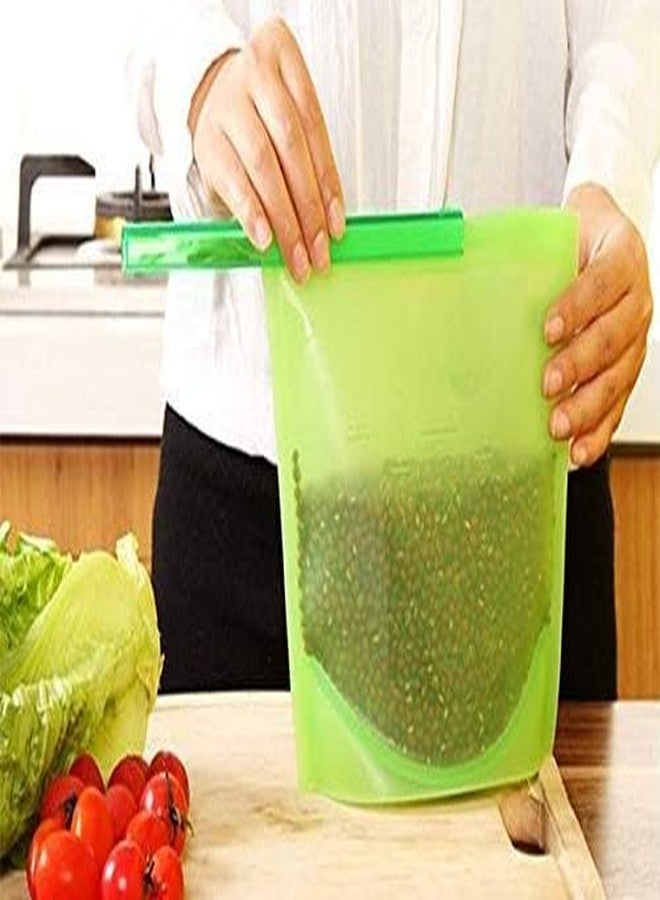 ODMART Silicone Food Storage Airtight Bag Silicon Reusable Storage Container Preservation Leakproof Ziplock Bag for Food, Snack,Vegetable,Meat for Fridge and Microwave freezer Bags (pack of 4) - Image 2